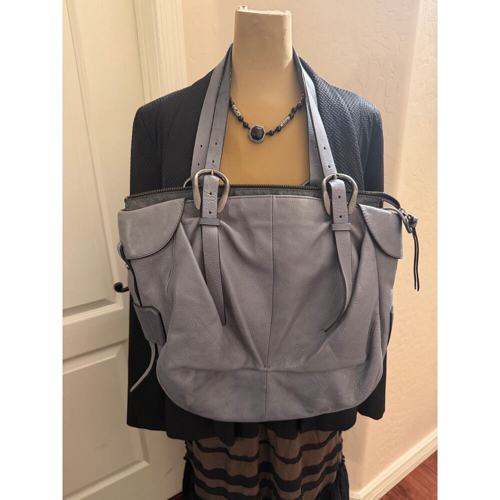 Francesco Biasia leather purse blue gray